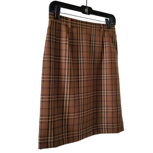 Petite Sophisticate Plaid Pencil Skirt | NWT | 8P | Light & Dark Brown, Tan - Picture 4 of 17